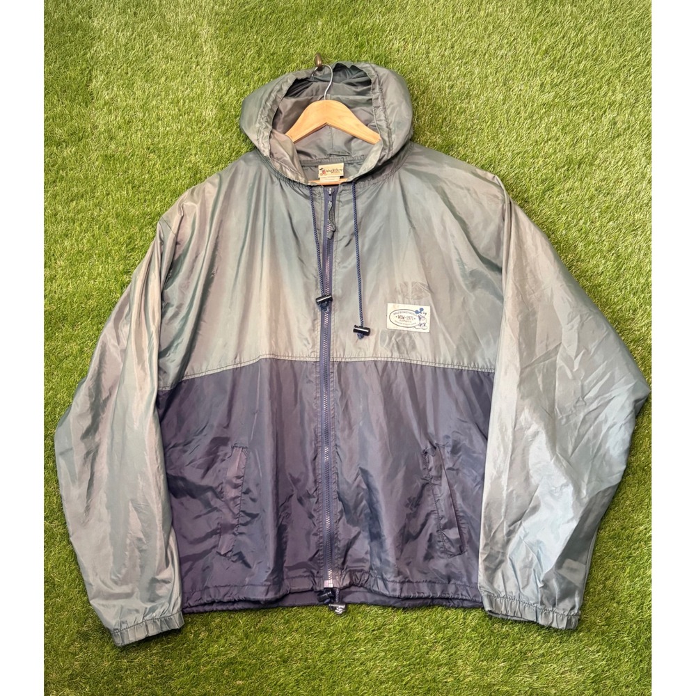 Vintage Walt Disney World Mickey Mouse Windbreaker Jacket XXL Blue Gray